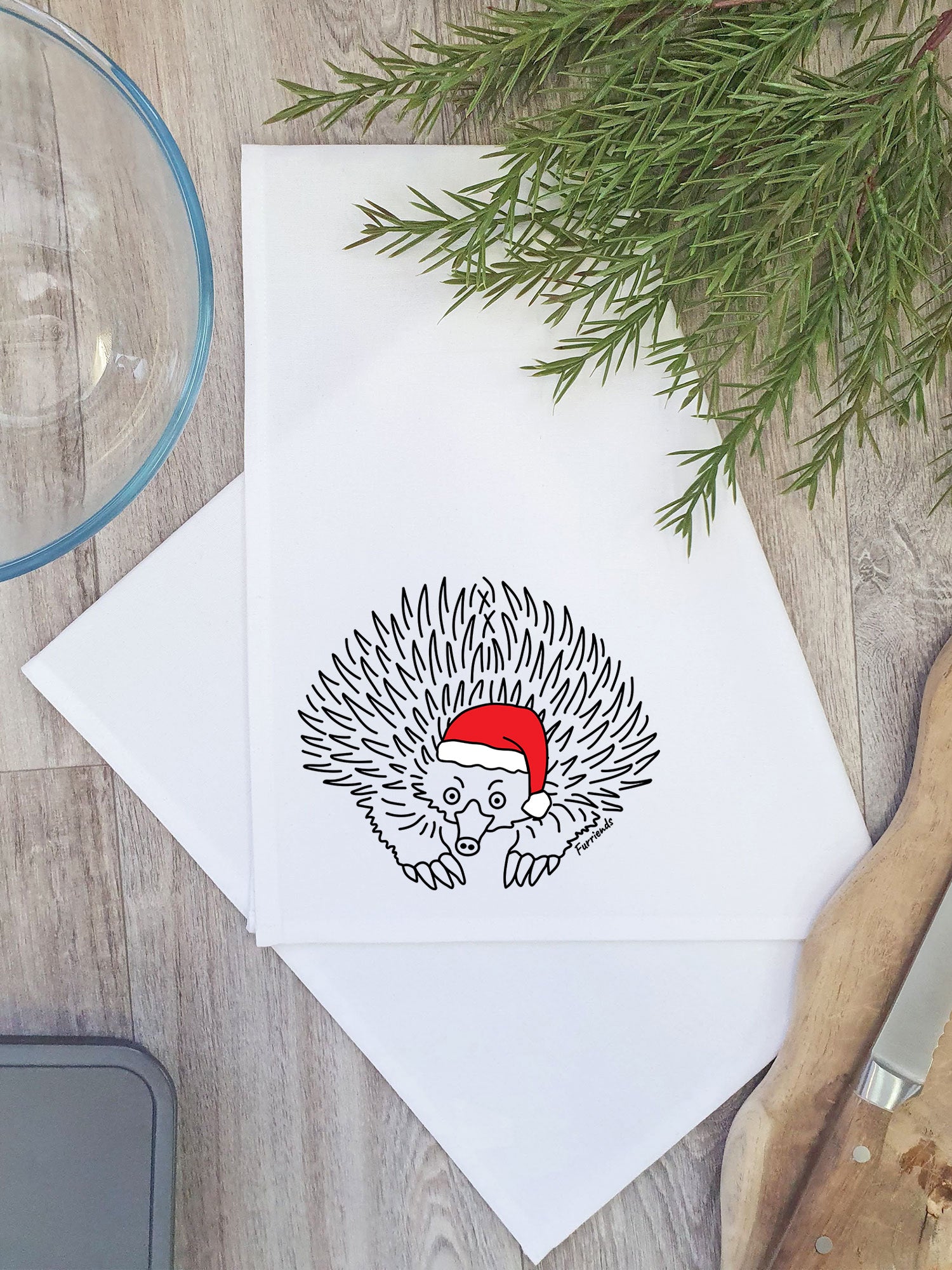 Echidna Christmas Edition Tea Towel