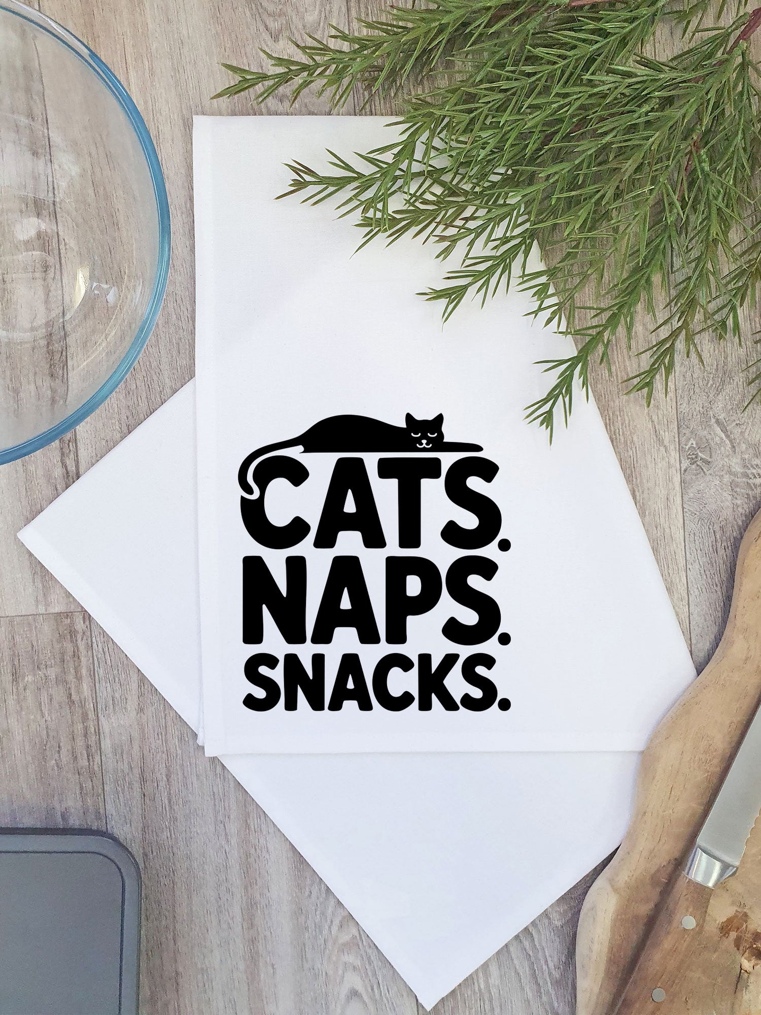 Cats. Naps. Snacks. Tea Towel