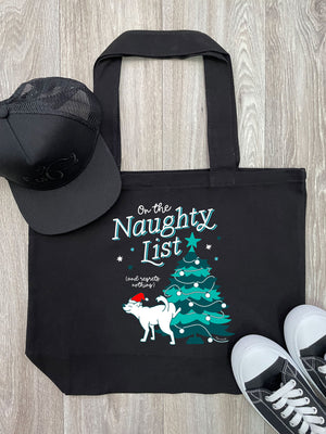 On The Naughty List - Dog Cotton Canvas Shoulder Tote Bag
