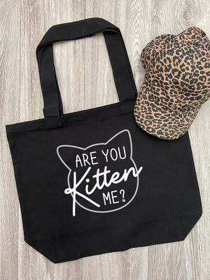 Are You Kitten Me? Cotton Canvas Shoulder Tote Bag
