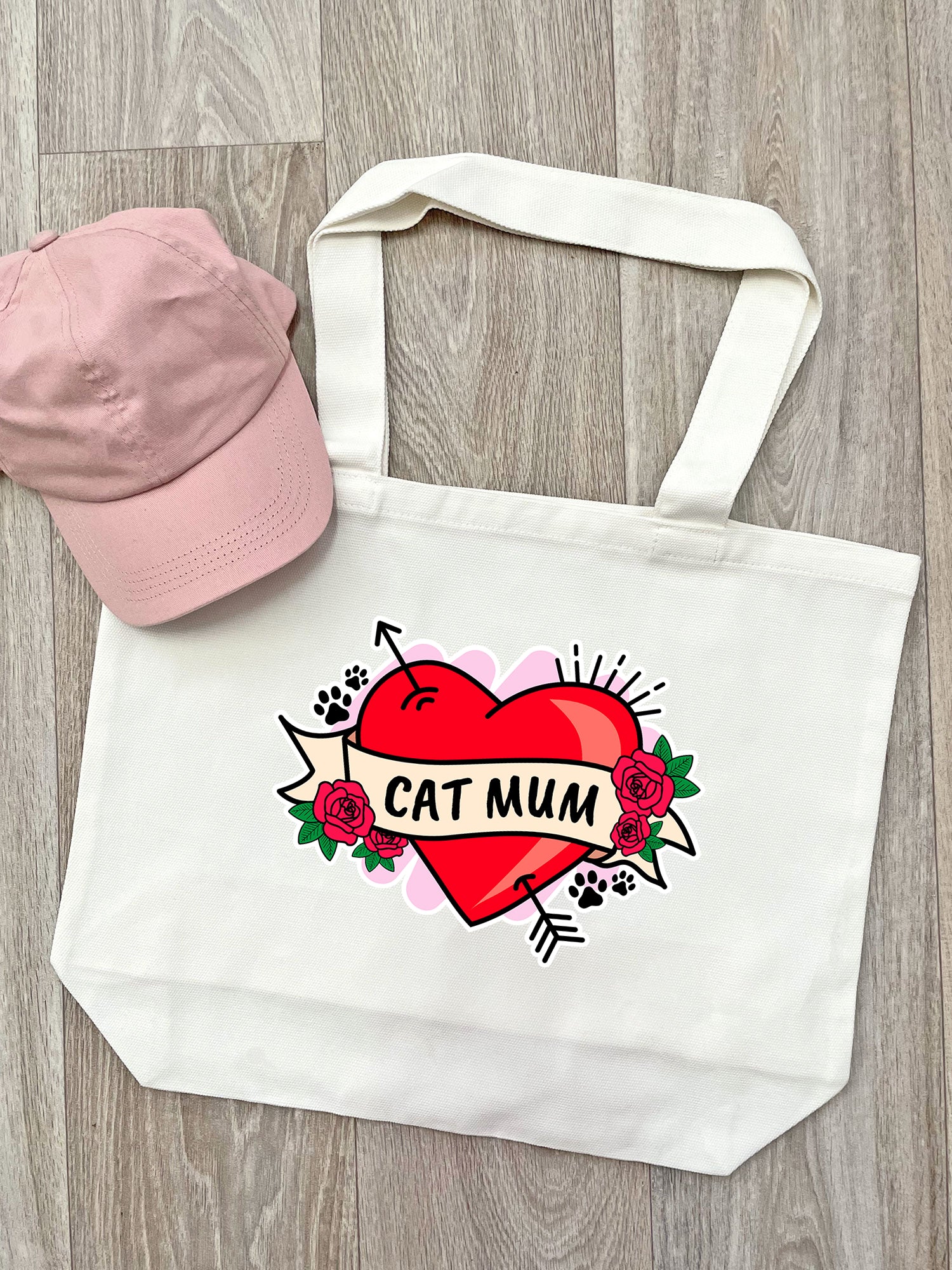 Cat Mum Heart Tattoo Stella Tote Bag