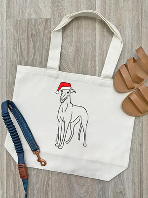 Greyhound Christmas Edition Cotton Canvas Shoulder Tote Bag