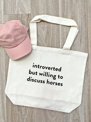 Introverted But Willing To Discuss Horses Cotton Canvas Shoulder Tote Bag