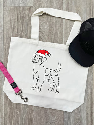Jack Russell Terrier (Rough Coat) Christmas Edition Cotton Canvas Shoulder Tote Bag