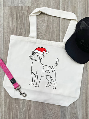 Jack Russell Terrier (Smooth Coat) Christmas Edition Cotton Canvas Shoulder Tote Bag