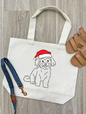 Maltese Terrier Christmas Edition Cotton Canvas Shoulder Tote Bag