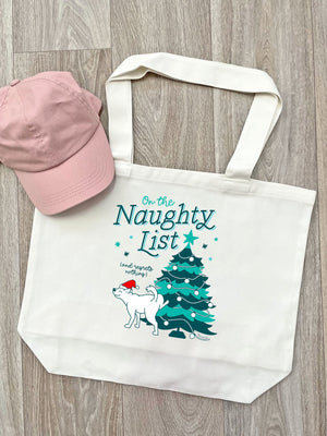 On The Naughty List - Dog Cotton Canvas Shoulder Tote Bag