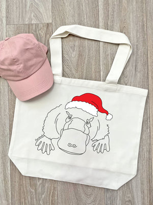 Platypus Christmas Edition Cotton Canvas Shoulder Tote Bag
