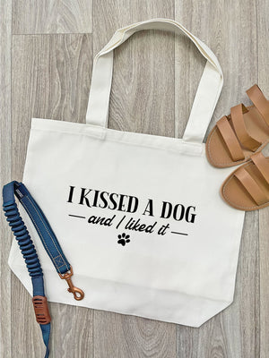 I Kissed A Dog And I Liked It Cotton Canvas Shoulder Tote Bag