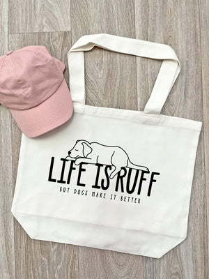Life Is Ruff Cotton Canvas Shoulder Tote Bag