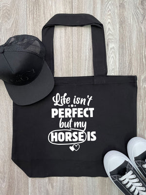 Life Isn't Perfect, But My Horse Is Cotton Canvas Shoulder Tote Bag