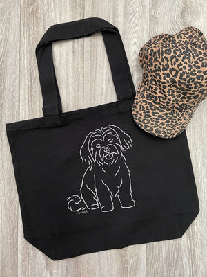 Maltese Terrier Cotton Canvas Shoulder Tote Bag