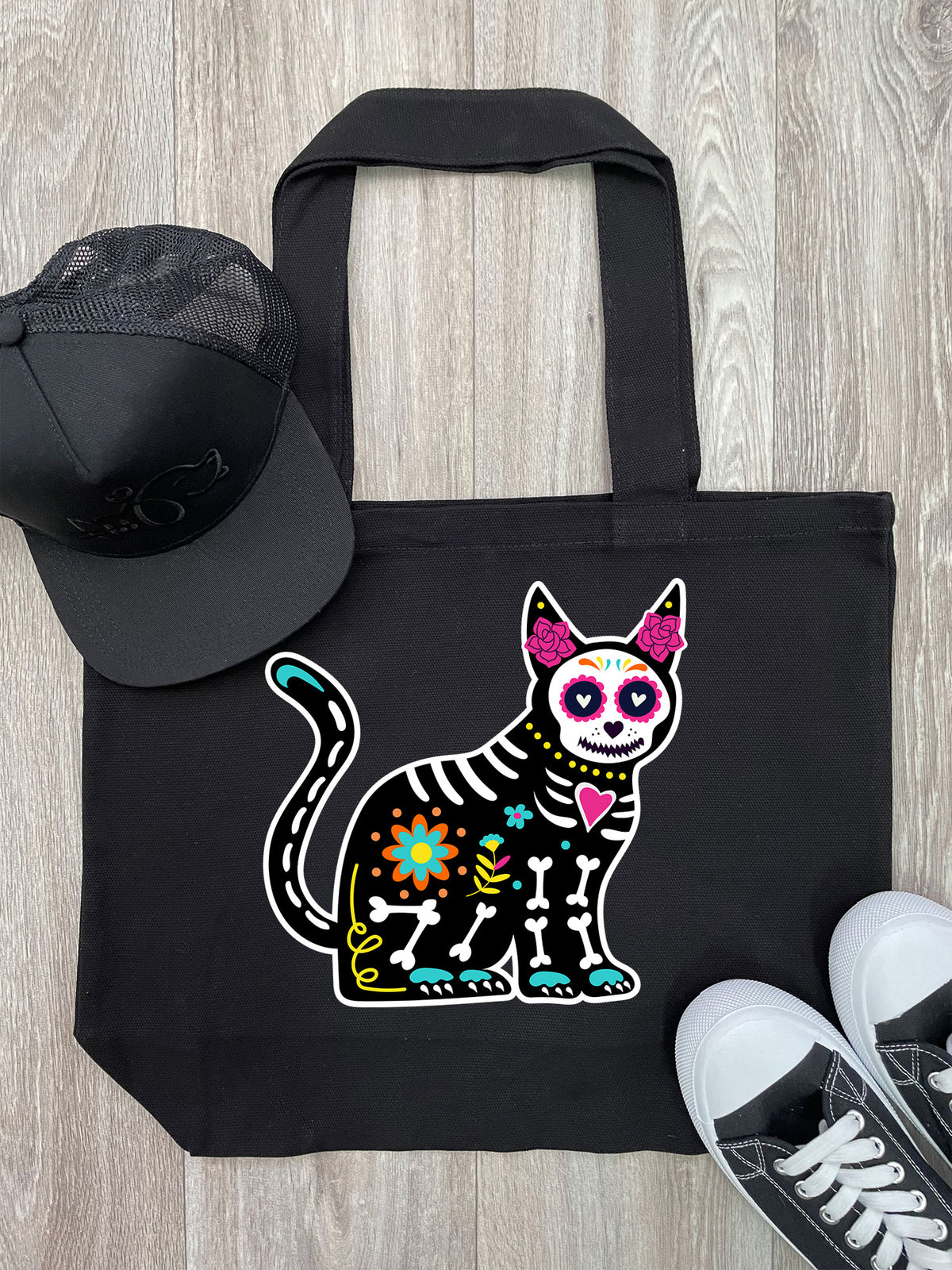 Sugar Skull Cat Stella Tote Bag