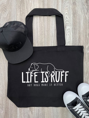 Life Is Ruff Cotton Canvas Shoulder Tote Bag
