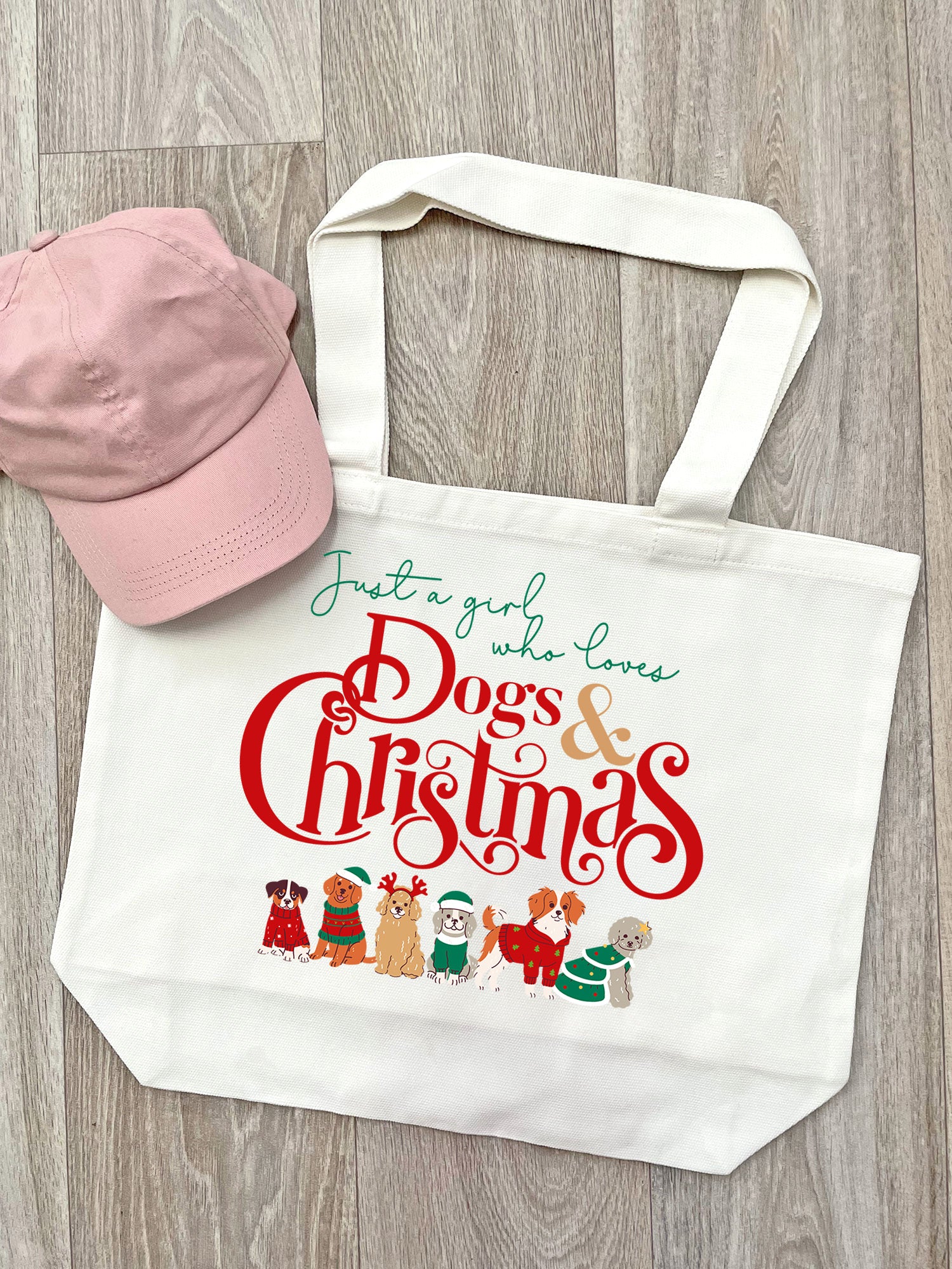 Just A Girl Who Loves Dogs & Christmas Stella Tote Bag