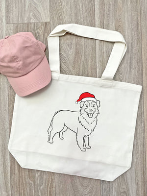Australian Shepherd Christmas Edition Cotton Canvas Shoulder Tote Bag