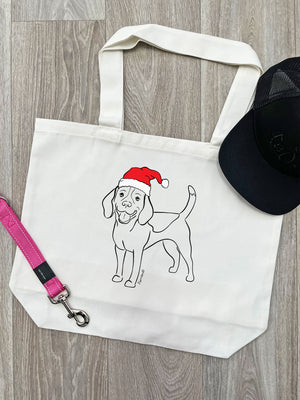 Beagle Christmas Edition Cotton Canvas Shoulder Tote Bag