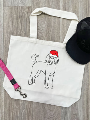 Standard Poodle Christmas Edition Cotton Canvas Shoulder Tote Bag