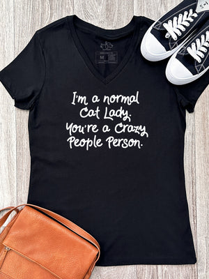 I'm A Normal Cat Lady. You're A Crazy People Person. Emma V-Neck Tee
