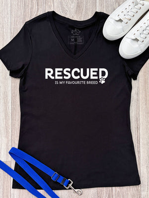 Rescued Is My Favourite Breed Emma V-Neck Tee