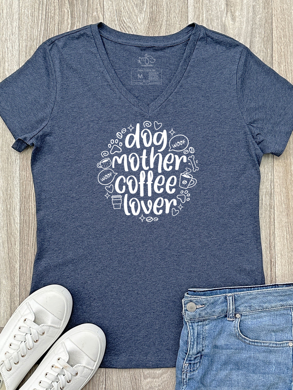 Dog Mother Coffee Lover Emma V-Neck Tee