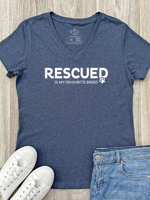Rescued Is My Favourite Breed Emma V-Neck Tee