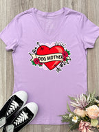Dog Mother Heart Tattoo Emma V-Neck Tee