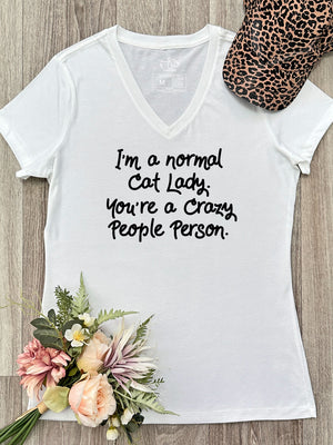 I'm A Normal Cat Lady. You're A Crazy People Person. Emma V-Neck Tee