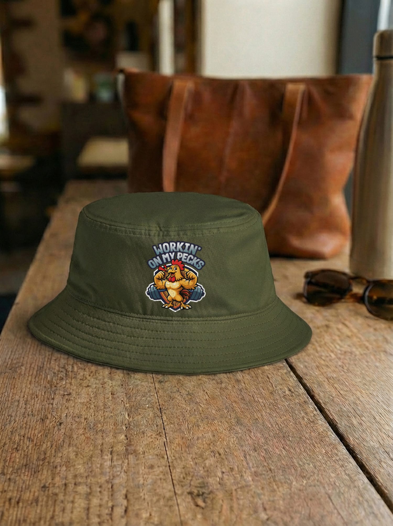 Workin On My Pecks Bucket Hat