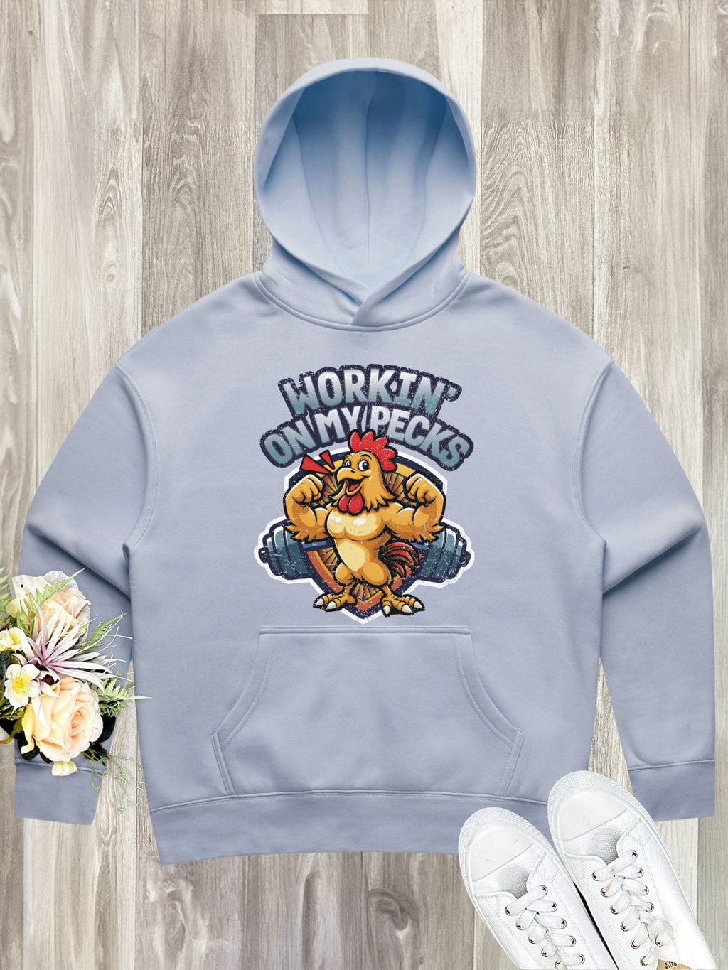 Workin On My Pecks Women's Comfort Hood