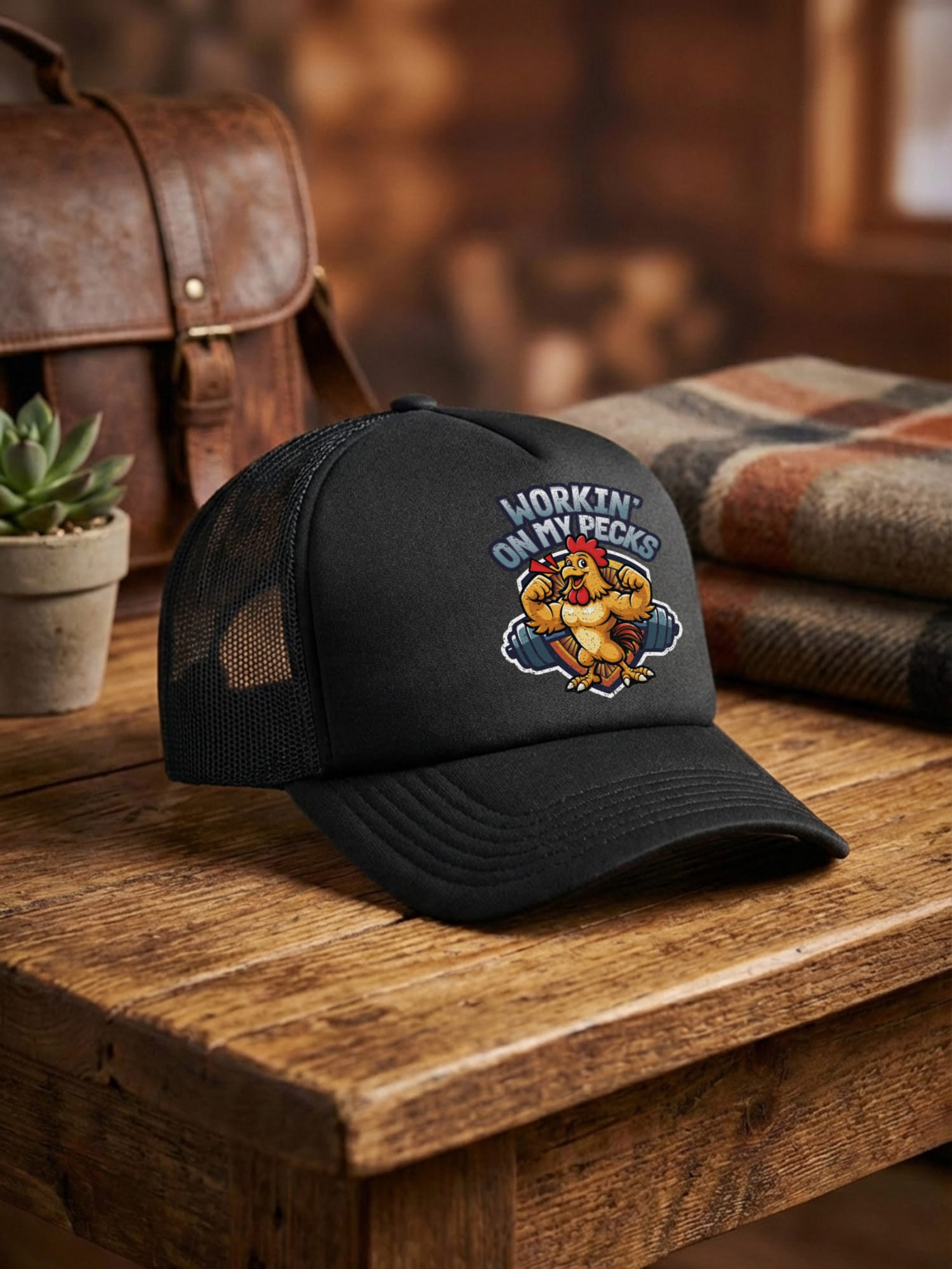 Workin On My Pecks Foam Trucker Cap