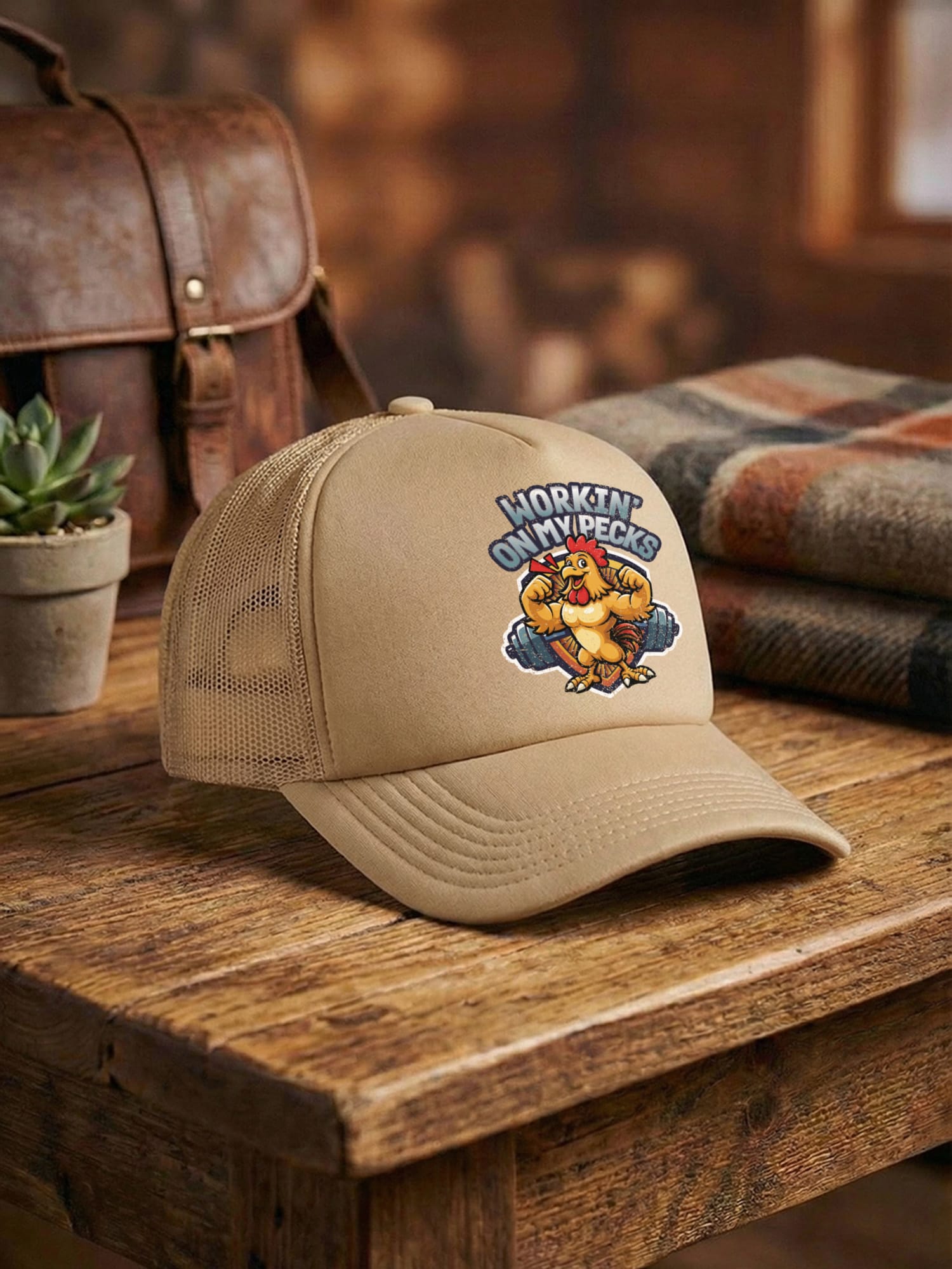 Workin On My Pecks Foam Trucker Cap