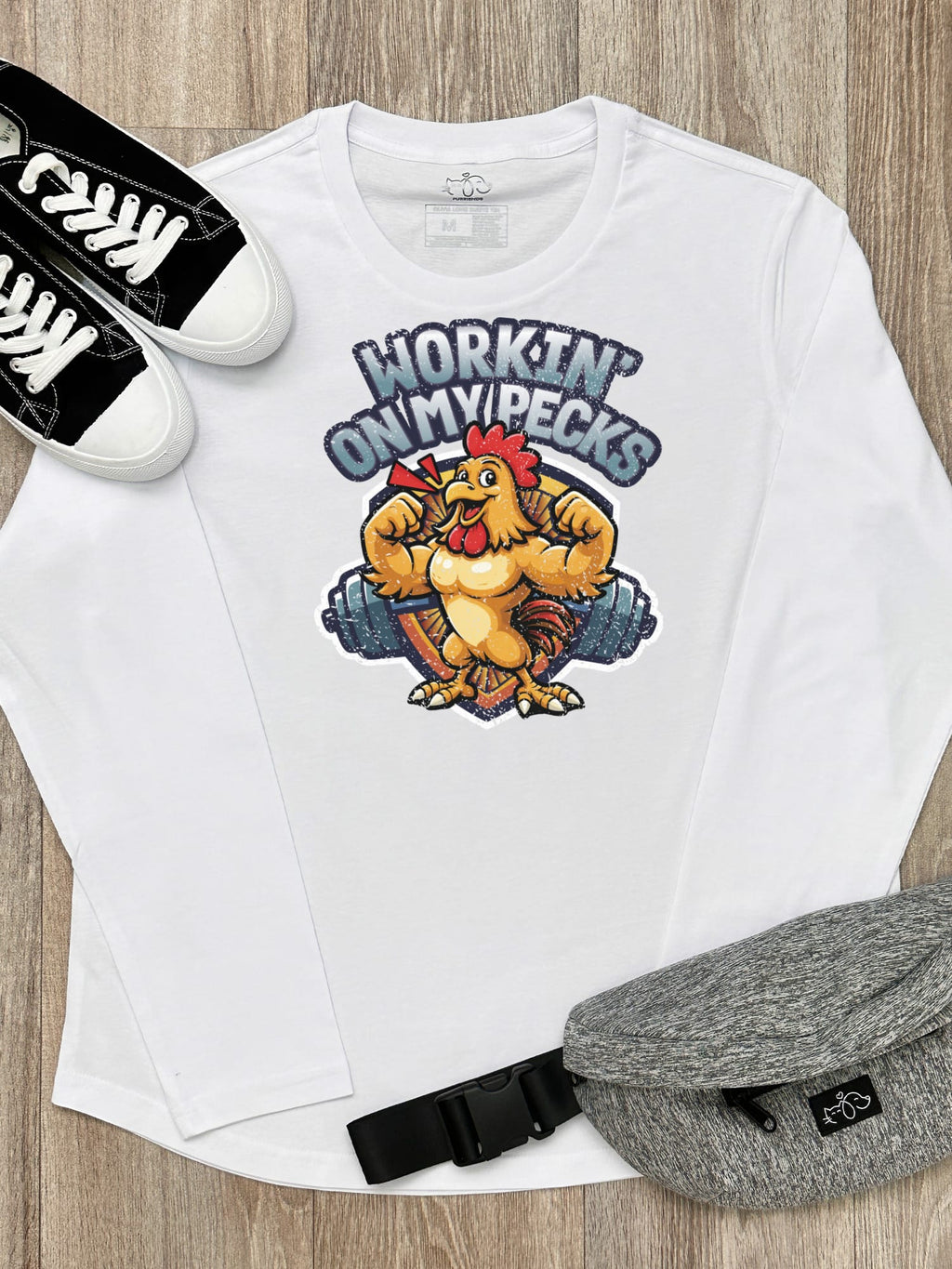 Workin On My Pecks Olivia Women's Long Sleeve Tee