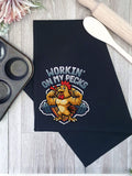 Workin On My Pecks Tea Towel