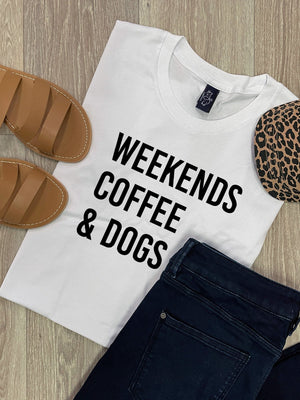 Weekends Coffee & Dogs Ava Women's Regular Fit Tee (SIZE L, WHITE) ***SALE***