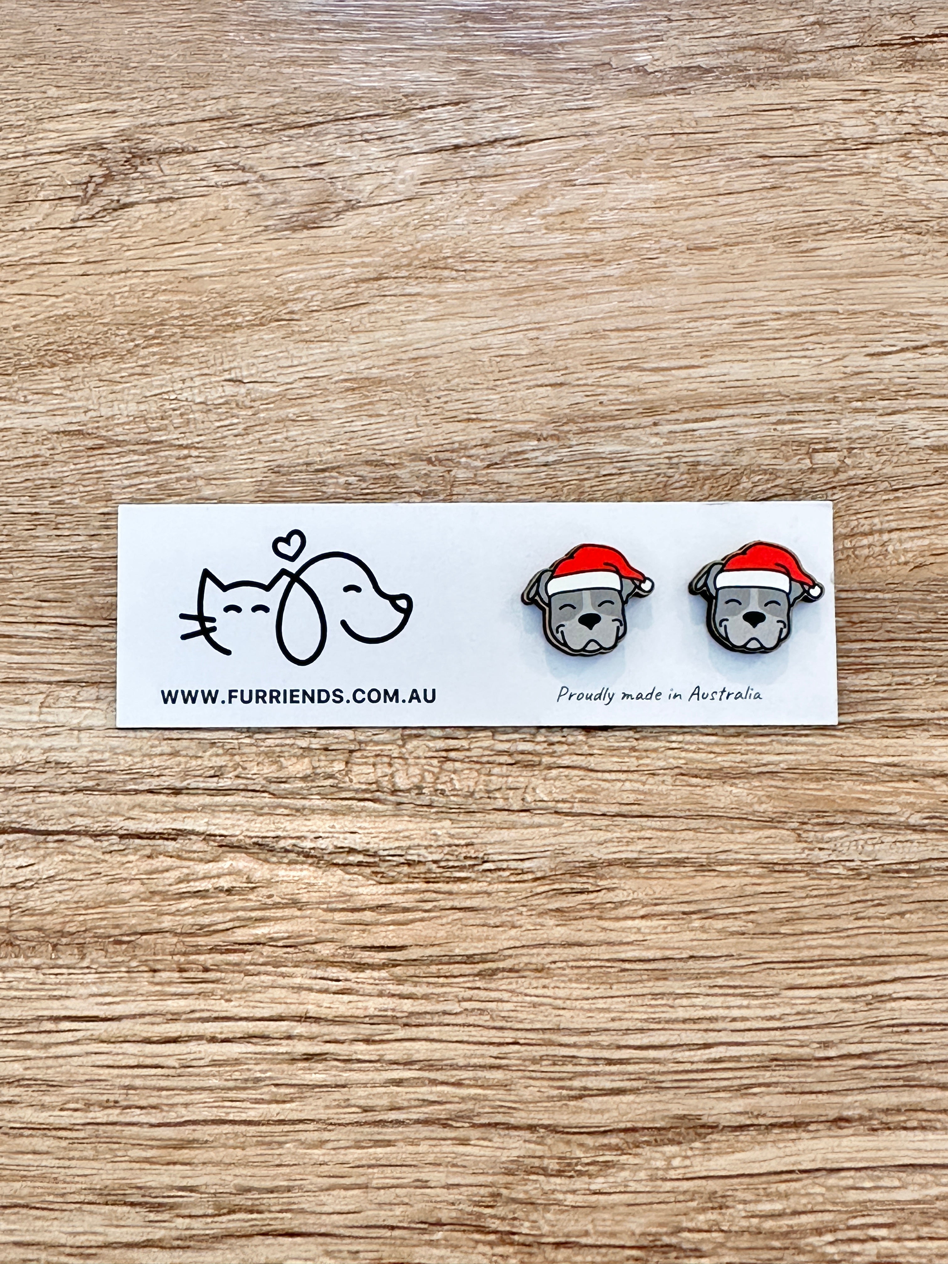 American Staffordshire Terrier Christmas Edition ColourPop Stud Earrings