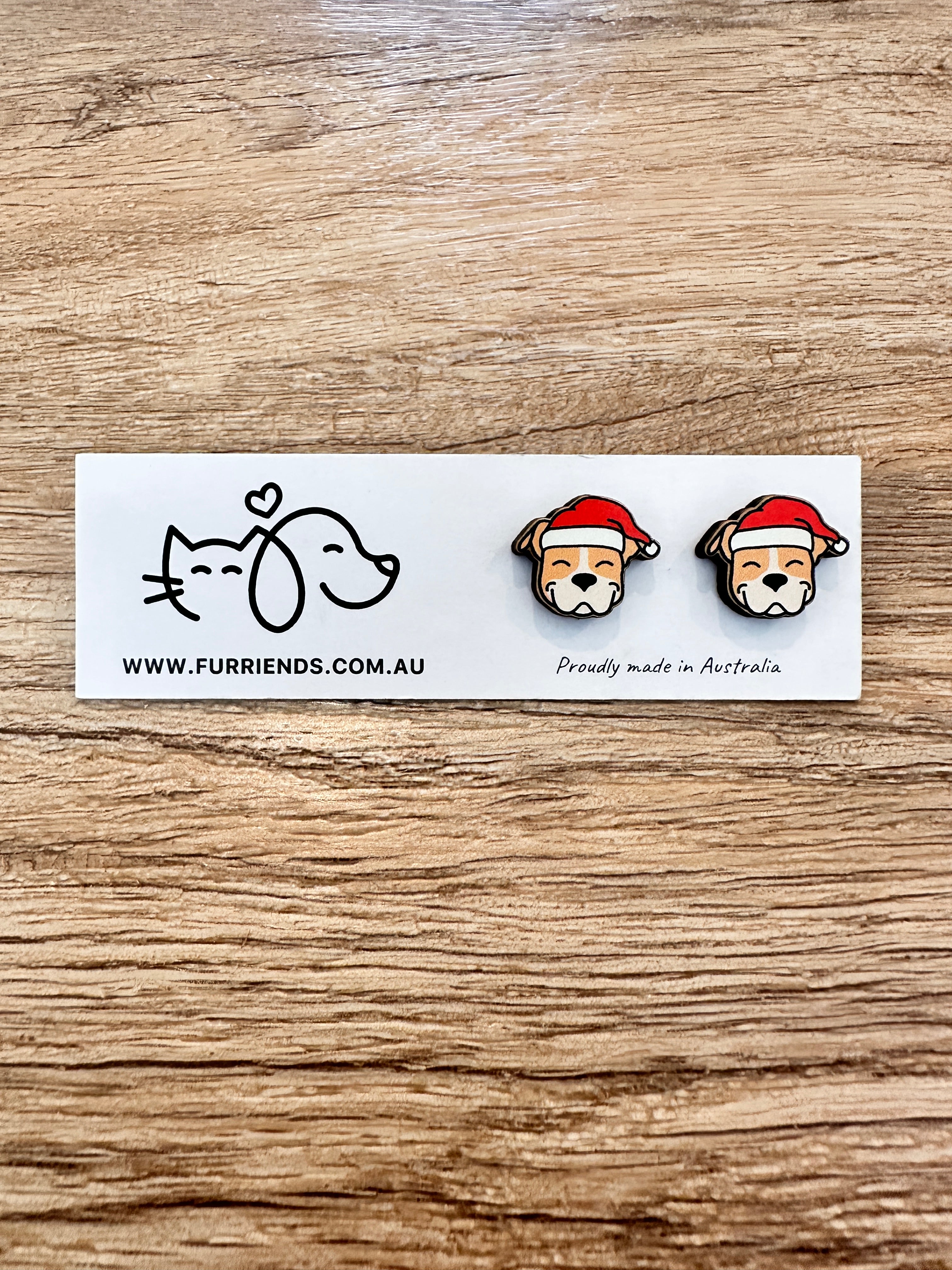 American Staffordshire Terrier Christmas Edition ColourPop Stud Earrings