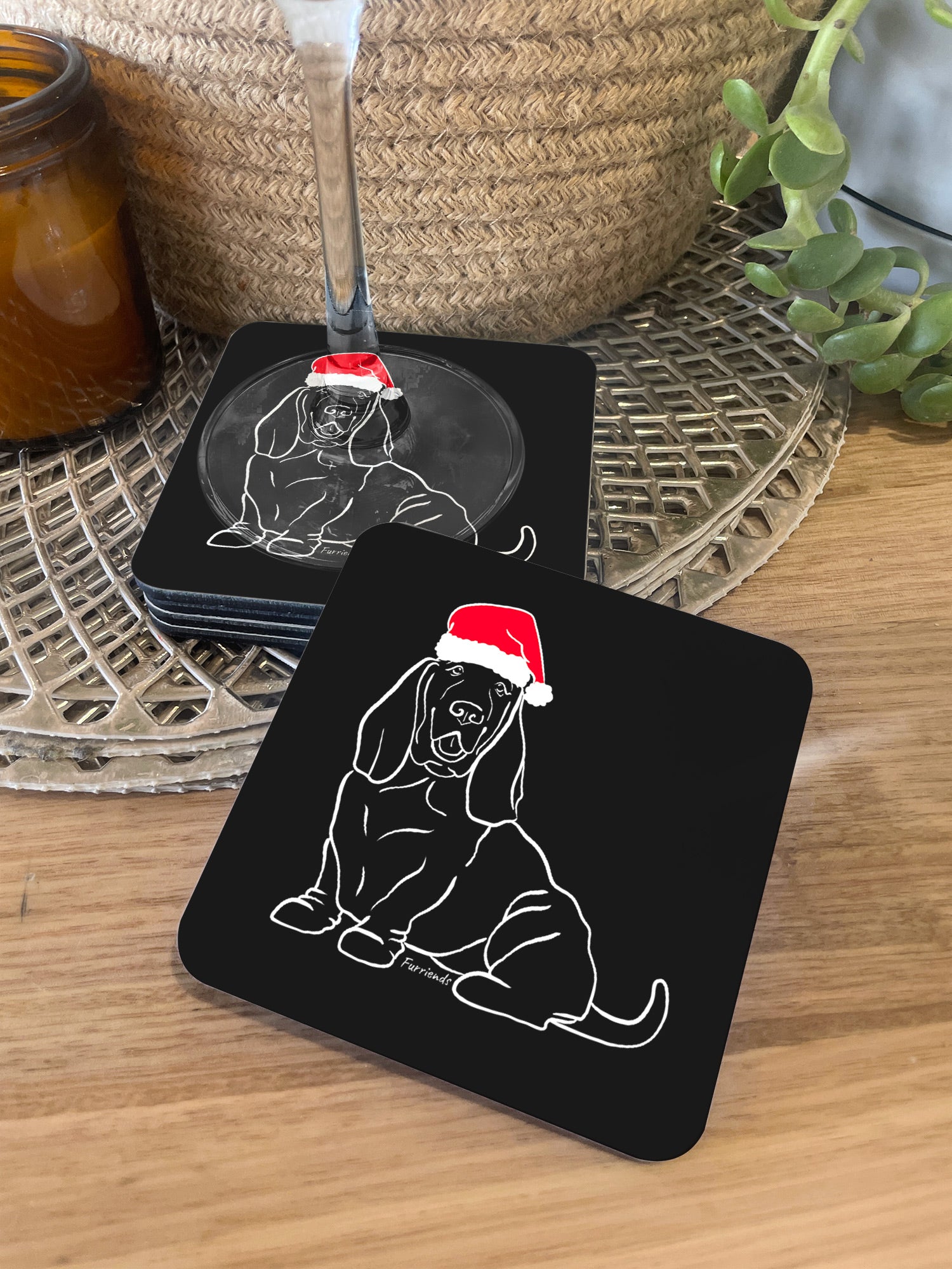 Basset Hound Christmas Edition Coaster