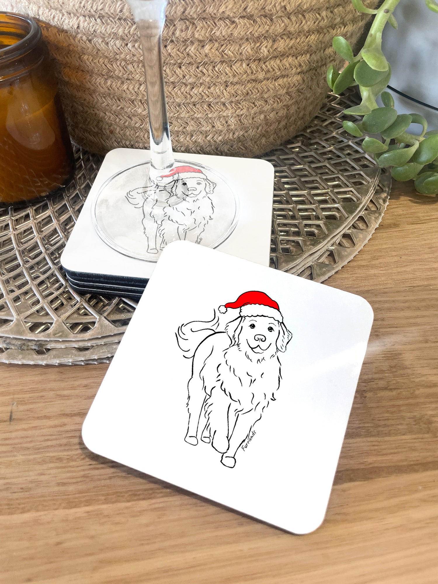 Golden Retriever Christmas Edition Coaster