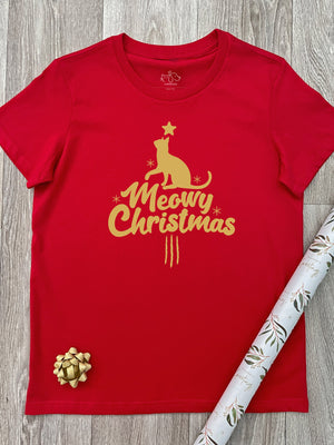 Meowy Christmas Ava Women's Regular Fit Tee (SIZE 2XL, Red) ***SALE***