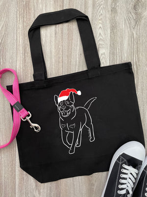 Australian Cattle Dog Christmas Edition Cotton Canvas Shoulder Tote Bag