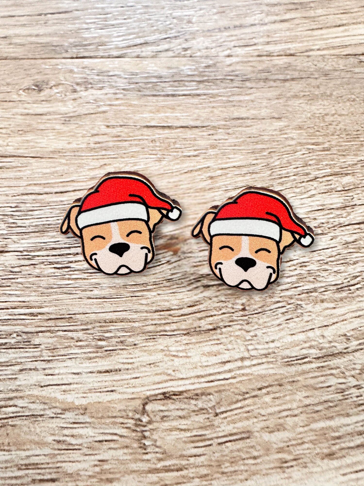 American Staffordshire Terrier Christmas Edition ColourPop Stud Earrings