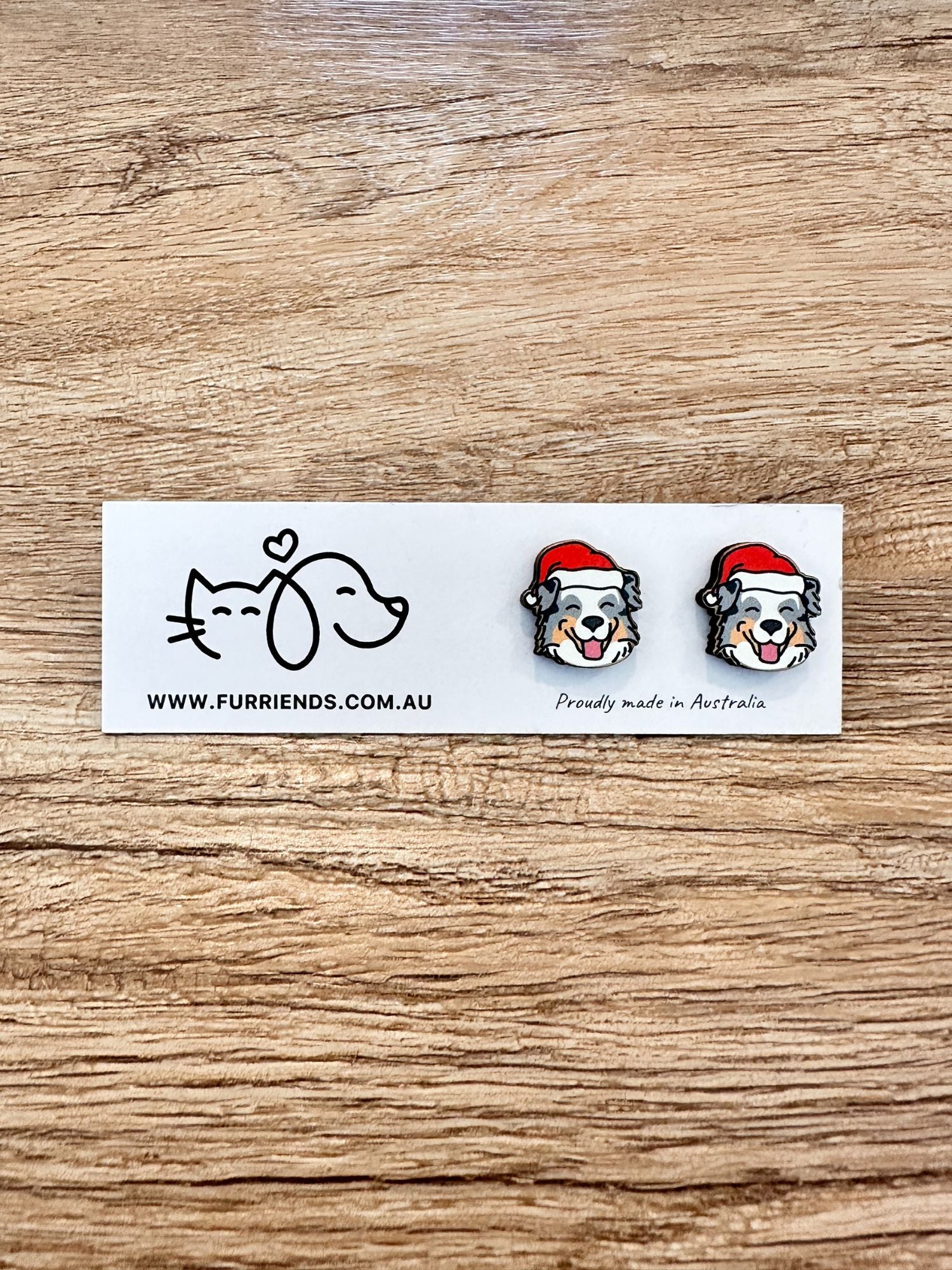 Australian Shepherd Christmas Edition ColourPop Stud Earrings