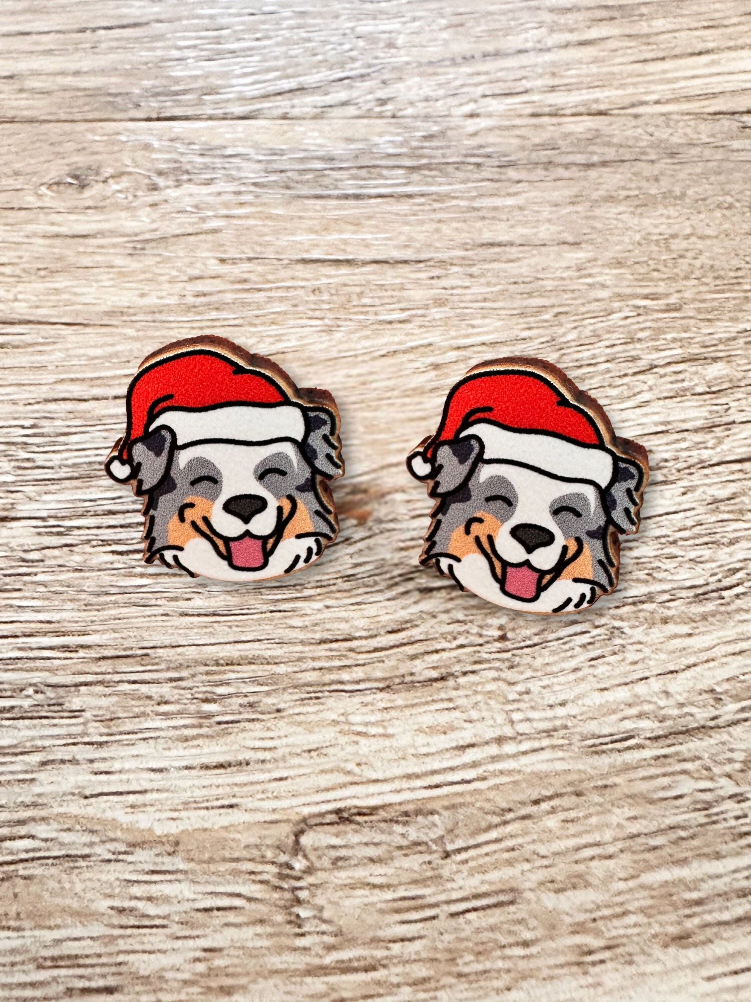 Australian Shepherd Christmas Edition ColourPop Stud Earrings