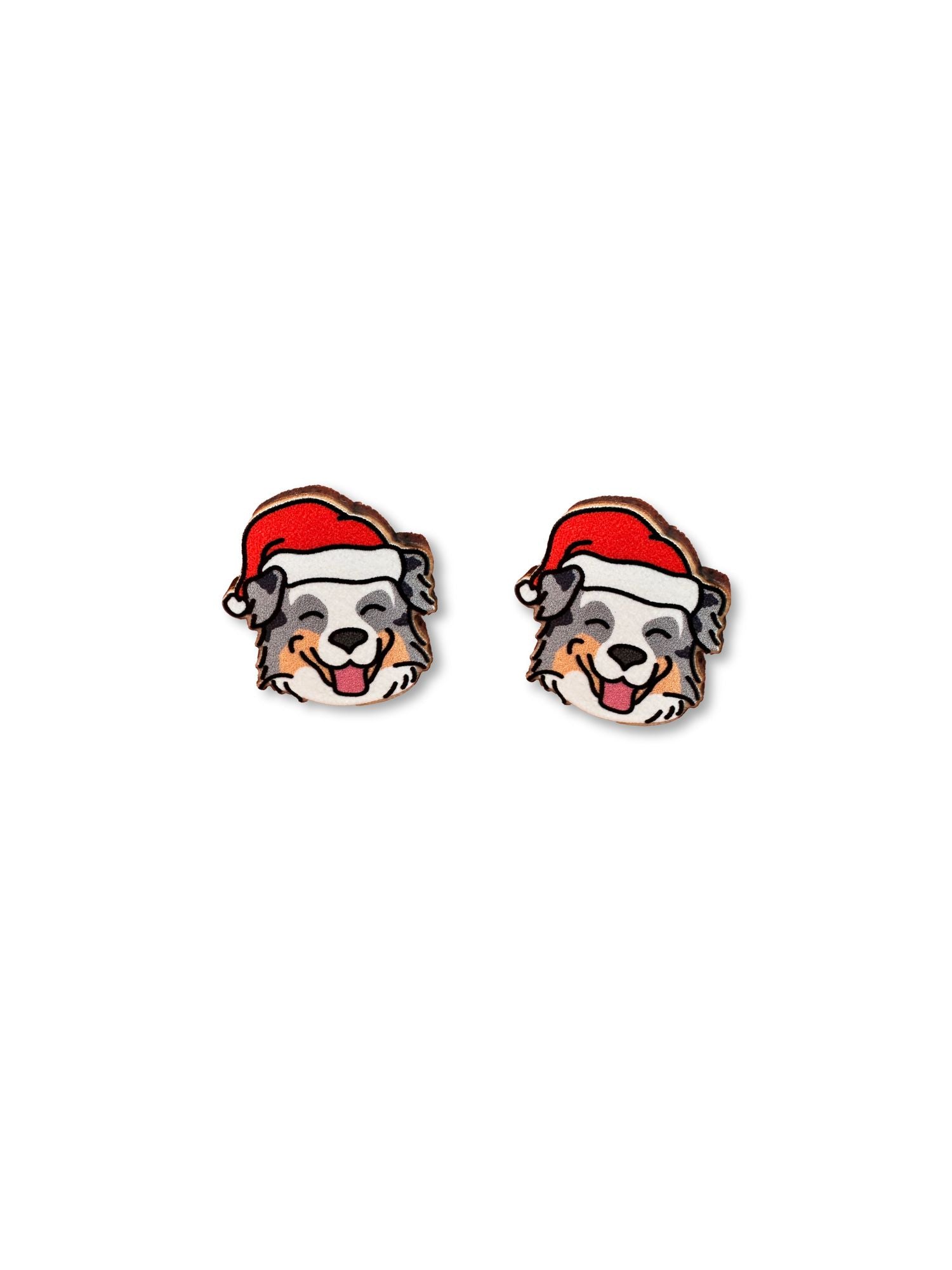 Australian Shepherd Christmas Edition ColourPop Stud Earrings