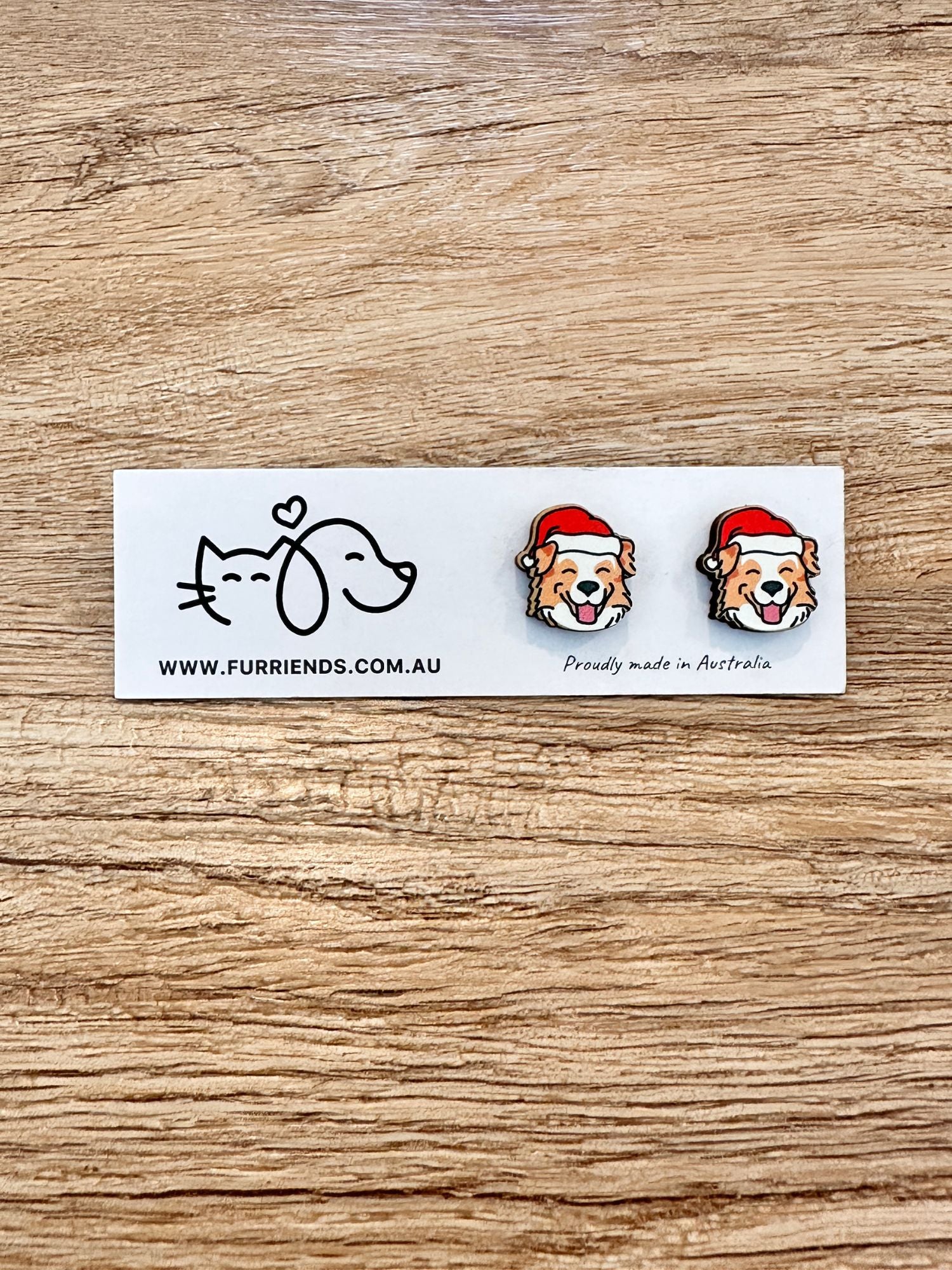 Australian Shepherd Christmas Edition ColourPop Stud Earrings