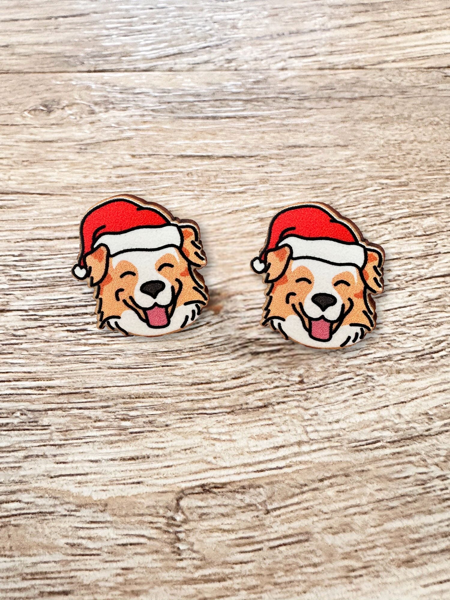 Australian Shepherd Christmas Edition ColourPop Stud Earrings