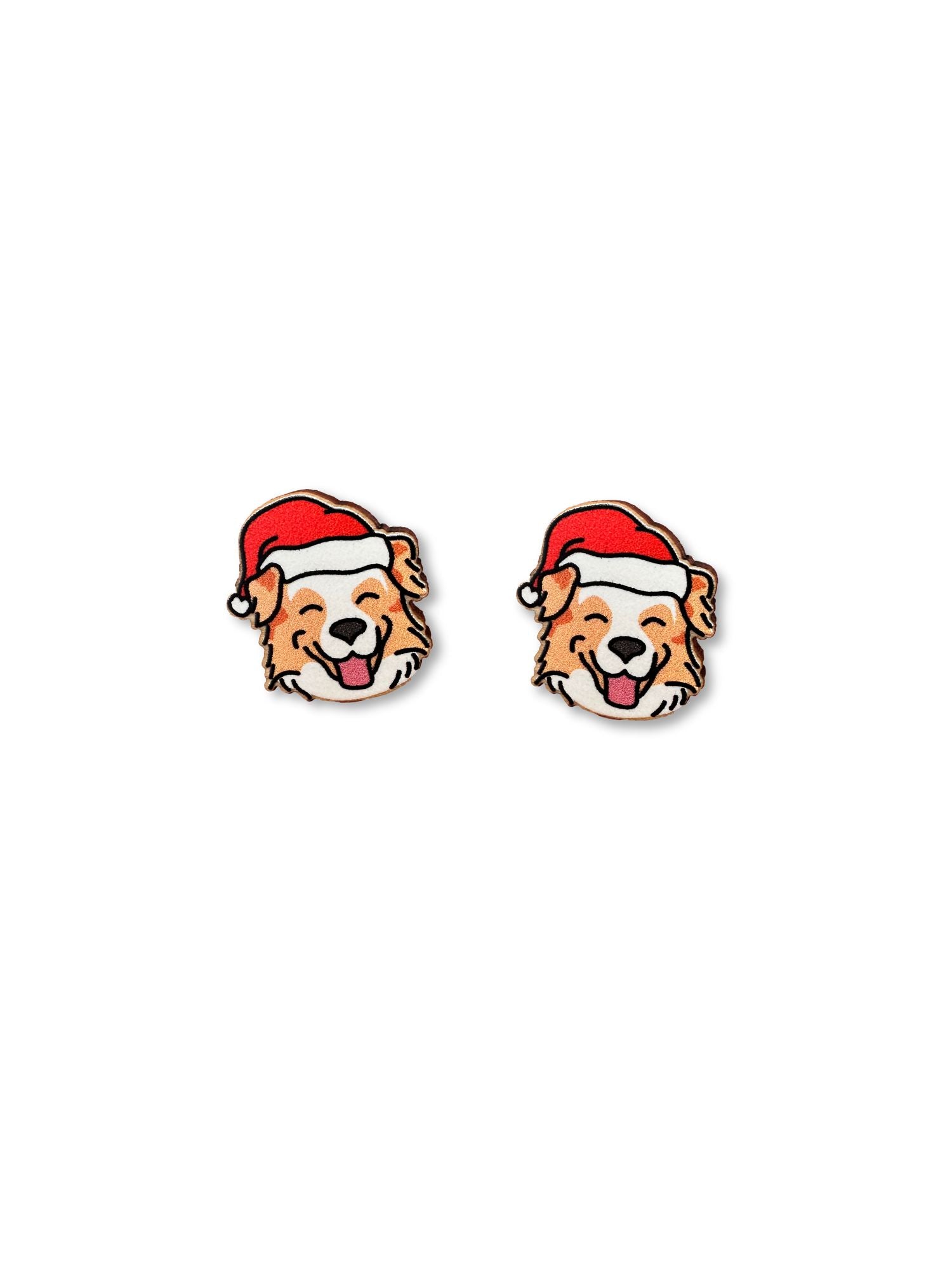 Australian Shepherd Christmas Edition ColourPop Stud Earrings