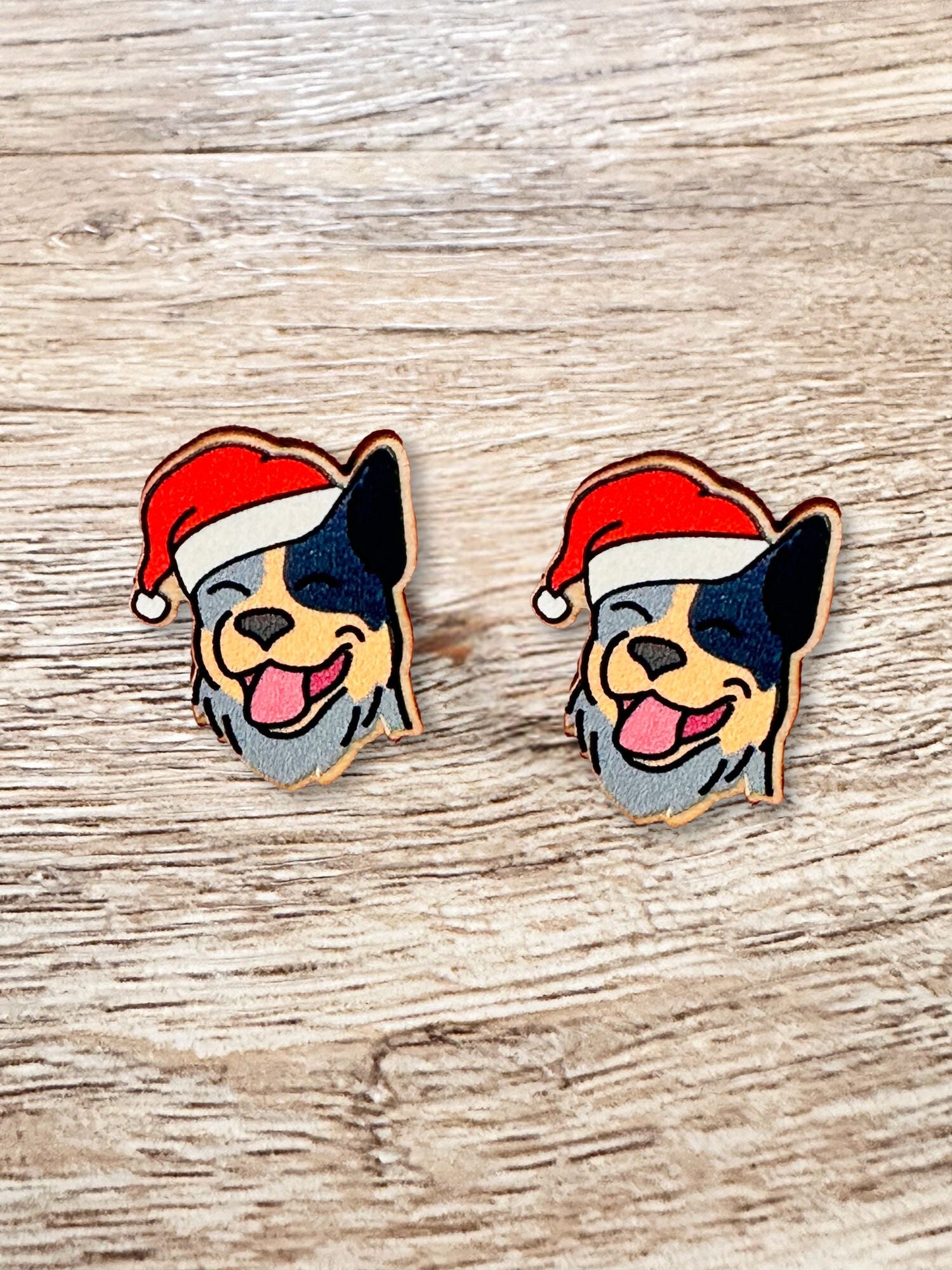 Australian Cattle Dog Christmas Edition ColourPop Stud Earrings