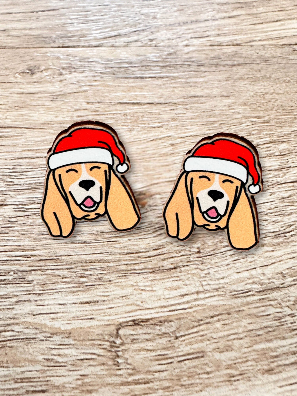Basset Hound Christmas Edition ColourPop Stud Earrings